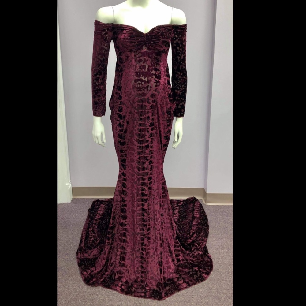 Maroon maternity maxi dress